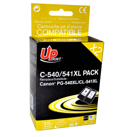 ✅ Pack UPrint compatible CANON PG-540 XL/CL-541 XL, 2 cartouches couleur pack en stock