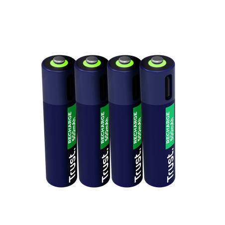 ✅ Pack de 4 piles rechargeables Trust 500 mAh AAA couleur bleu en stock