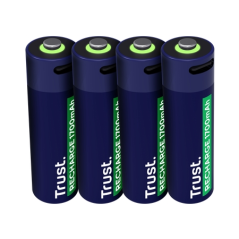 ✅ Pack de 4 piles rechargeables Trust 1700 mAh AA couleur bleu en stock