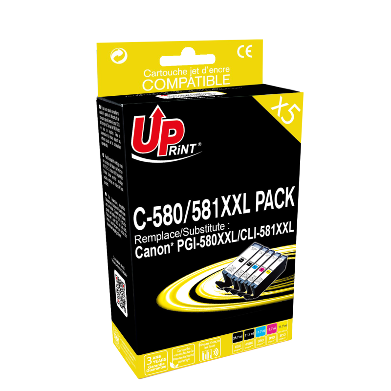 Pack UPrint compatible CANON PGI-580 / CLI-581 XXL Pack UPrint compatible CANON PGI-580 / CLI-581 XXL