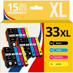 ✅ Pack 15 cartouches compatibles EPSON 33XL couleur pack en stock
