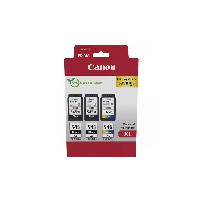 Canon PG-545XL/CL-546XL Multipack de 3 cartouches d'encre originales - 8286B013