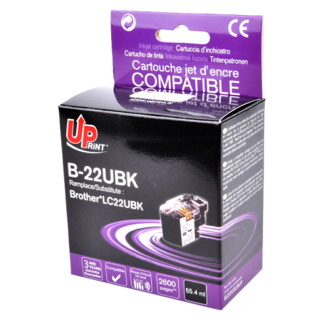 ✅ Cartouche encre UPrint compatible BROTHER LC-22UBK noir couleur Noir en stock