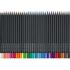 Faber-Castell Black Edition Pack de 36 Crayons de Couleur - Mine Super Douce - Bois Noir - Idéal pour Dessiner sur Papier