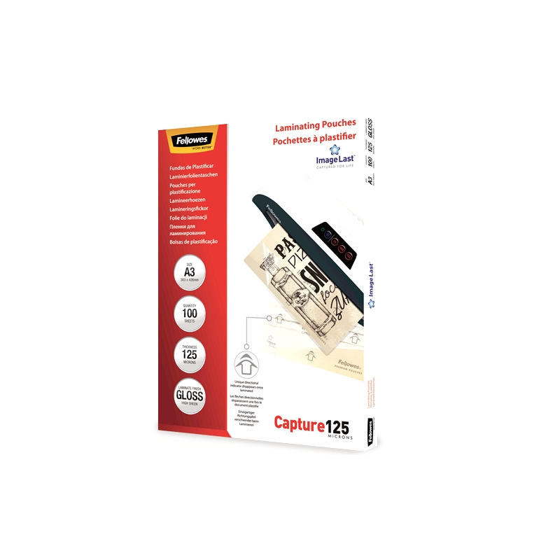 Fellowes Pochettes de plastification A3 - 125 microns - Lot de 100 - Transparent