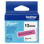 Ruban Brother Btag-P31 12 mm - Texte noir sur fond rose - Mesures 12 mm x 4 mètres - Convient pour PTN10, PTN20, PTN25BT