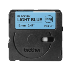 Ruban Brother Btag-L31 12 mm - Texte noir sur fond bleu clair - Mesures 12 mm x 4 mètres - Convient pour PTN10, PTN20, PTN25BT