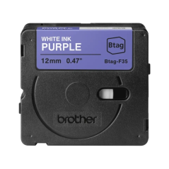 Ruban Brother Btag-F35 12 mm - Texte blanc sur fond violet - Mesures 12 mm x 4 mètres - Convient pour PTN10, PTN20, PTN25BT