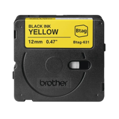 Ruban Brother Btag-631 12 mm - Texte noir sur fond jaune - Mesures 12 mm x 4 mètres - Convient pour PTN10, PTN20, PTN25BT