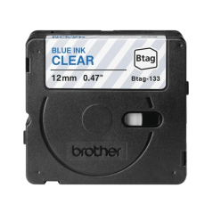 Ruban Brother Btag-133 12 mm - Texte bleu sur fond transparent - Mesures 12 mm x 4 mètres - Convient pour PTN10, PTN20, PTN25BT