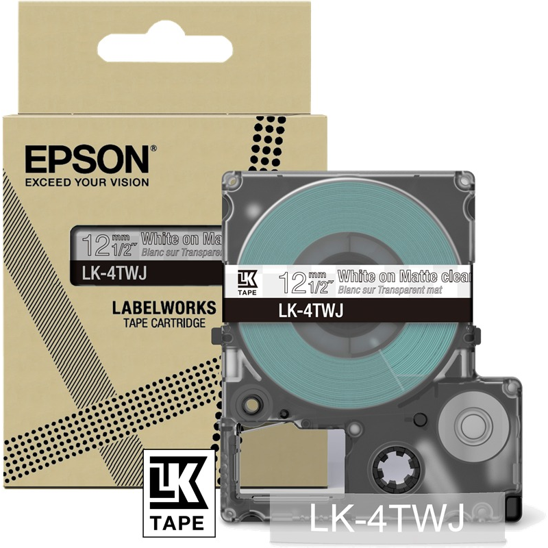 Epson Ruban LK-4TWJ Blanc Sur Transparent 12 mm
