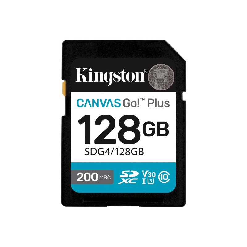 Carte SDXC Kingston Canvas Go Plus 128 Go UHS-I U3 V30 Classe 10 200 Mo/s