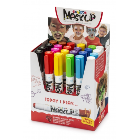 ✅ Carioca Mask Up Display de 24 - Couleurs vives et lavables - Testé dermatologiquement - Couleurs miscibles - en stock