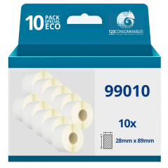 ✅ Pack de 10 Rouleaux étiquettes compatibles DYMO 99010 étiquettes d'adresse, 28mm x 89mm couleur Blanc en stock