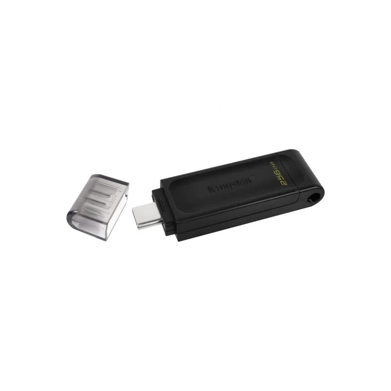 Mémoire Kingston DataTraveler 70 USB-C 3.2 Gen 1 256 Go - Avec couvercle - Couleur noire (Pendrive)