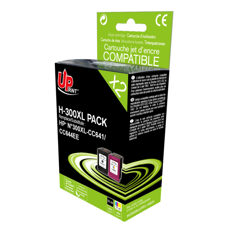 Pack UPrint compatible HP 300 XL 2 cartouches