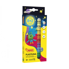 Pack Jovi de 10 Barres de Pâte à Modeler 15gr - 8 Couleurs de Base + 2 Fluorescentes - Très Malléable - Ne Sèche Pas - Couleurs