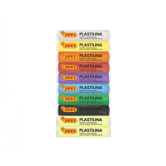 Pack Jovi de 10 Barres de Pâte à Modeler 15gr - 8 Couleurs de Base + 2 Fluorescentes - Très Malléable - Ne Sèche Pas - Couleurs