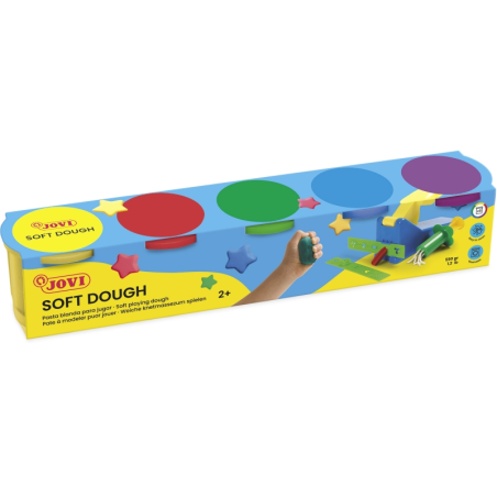 Jovi Coffret de Pâte Souple de 5 Pots 110G - Souple et Flexible - Facile à Pétrir et à Mouler - Favorise la Créativité et la