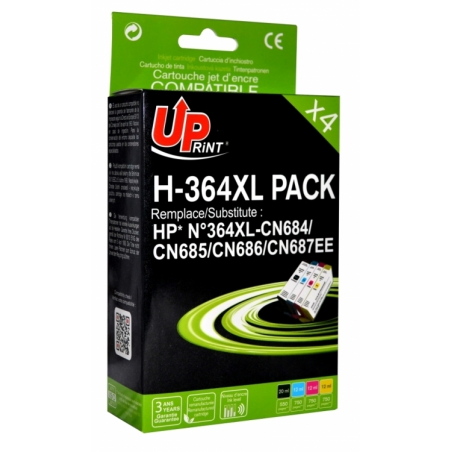 ✅ Pack UPrint compatible HP 364 XL, 4 cartouches couleur pack en stock