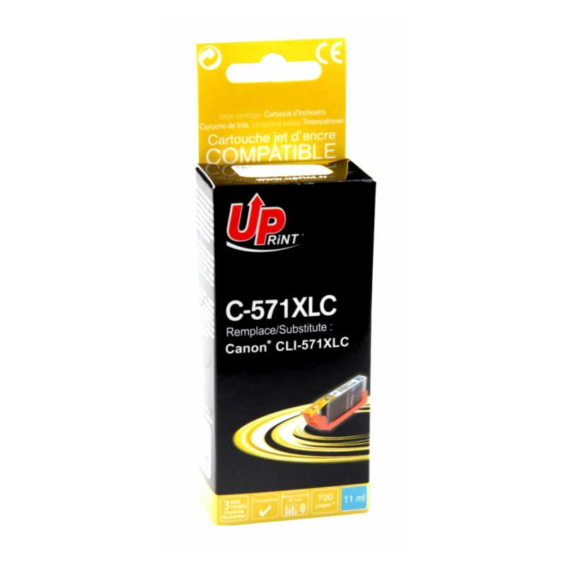 Cartouche encre UPrint compatible CANON CLI571 XL C Cyan Cartouche encre UPrint compatible CANON CLI571 XL C Cyan