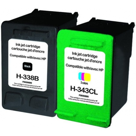 Pack UPrint compatible HP 338/HP 343, 2 cartouches