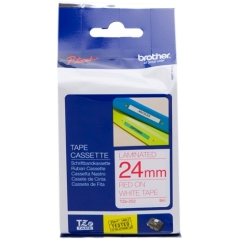 ✅ Brother TZe-252 (TZ-252) Ruban Rouge sur blanc couleur Rouge/blanc en stock