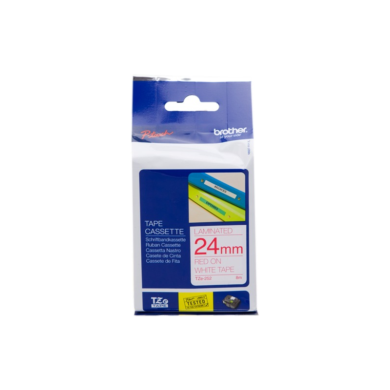 Brother TZe-252 (TZ-252) Ruban Rouge sur blanc