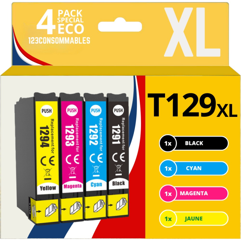 Pack 4 cartouches compatibles EPSON T1295 XL Pack 4 cartouches compatibles EPSON T1295 XL