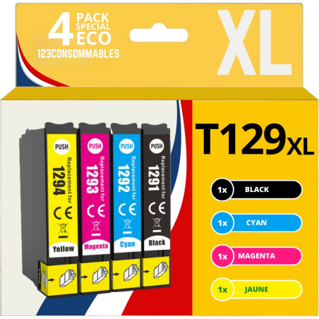 ✅ Pack 4 cartouches compatibles EPSON T1295 XL couleur pack en stock