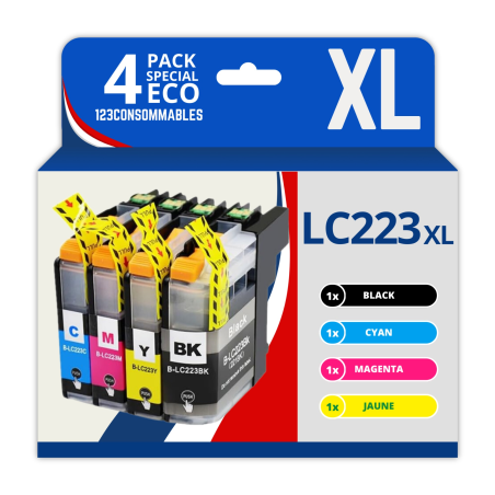 ✅ Pack compatible BROTHER LC-223, 4 cartouches couleur pack en stock
