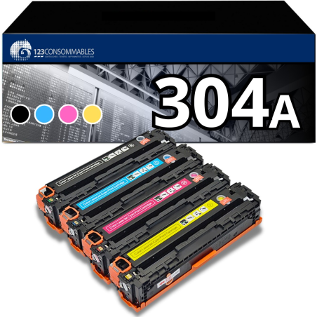 ✅ Pack 4 toners compatible HP 304A couleur pack en stock