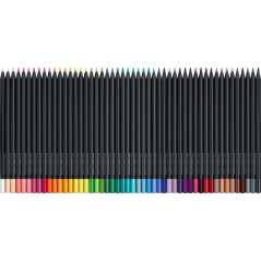 Faber-Castell Black Edition Pack de 50 Crayons de Couleur - Mine Super Douce - Bois Noir - Idéal pour Dessiner sur Papier