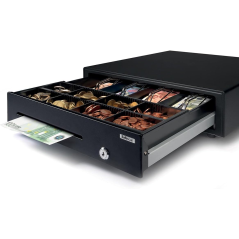 tiroir-caisse noir compartiments serrure