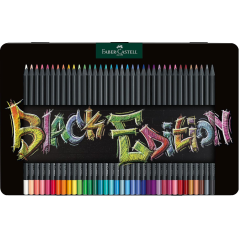 ✅ Faber-Castell Black Edition Boîte Métal de 36 Crayons de Couleur - Mine Super Douce - Bois Noir - Idéal pou en stock
