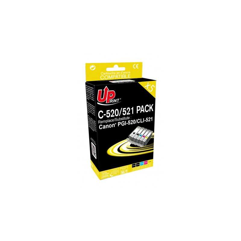 Pack UPrint compatible CANON PGI-520/CLI521, 5 cartouches Pack UPrint compatible CANON PGI-520/CLI521, 5 cartouches