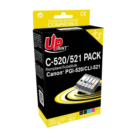 ✅ Pack UPrint compatible CANON PGI-520/CLI521, 5 cartouches couleur pack en stock