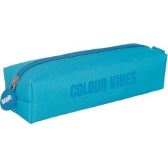 ✅ Trousse carrée Dohe Colour Vibes - Fermeture éclair avec tirette en caoutchouc - Bleu cyan couleur cyan en stock