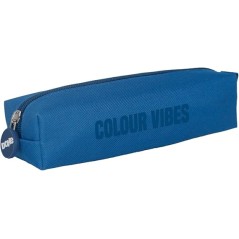 ✅ Trousse carrée Dohe Colour Vibes - Fermeture éclair avec tirette en caoutchouc - Bleu couleur bleu en stock