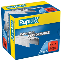 ✅ Rapid Super Strong Boite de 5000 Agrafes 9/10 - De 40 à 70 Feuilles - Fil Galvanisé Super Renforcé - Pin 10 en stock
