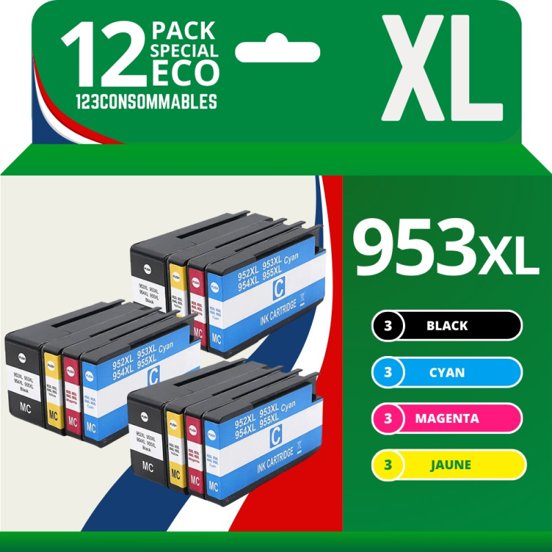 Pack 12 Cartouches compatibles HP 953 XL Pack 12 Cartouches compatibles HP 953 XL
