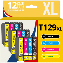 ✅ Pack 12 cartouches compatibles EPSON T129XL couleur pack en stock