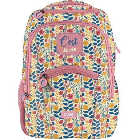 ✅ Sac à dos d'école Dohe C'est la Vie - Compartiment principal avec poche rembourrée - Poches latérales pour en stock