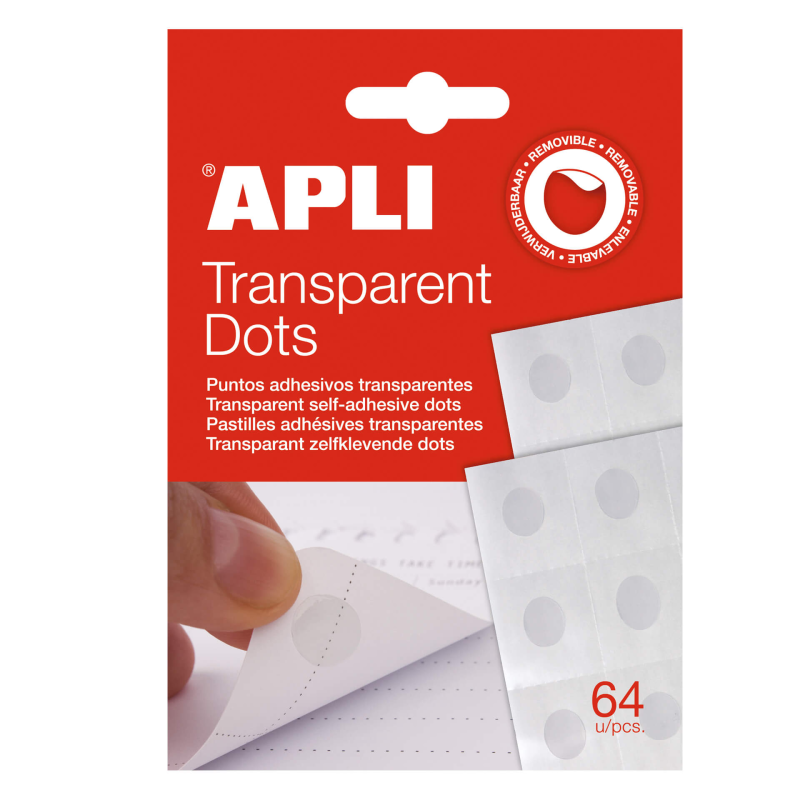 Apli Dot Points Adhésifs Amovibles 64 U - Adhésif Amovible - Facile à Utiliser - Idéal pour l'Artisanat et le Bureau - Blanc