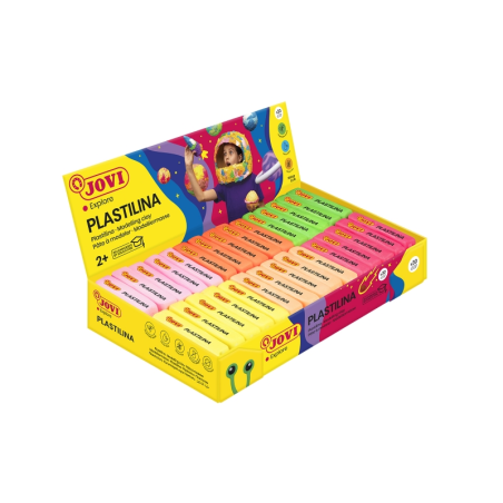 ✅ Jovi Présentoir de 30 Pastilles de Pâte à Modeler 50gr - Couleurs Néon - 100% Végétale - Très Moulable en stock