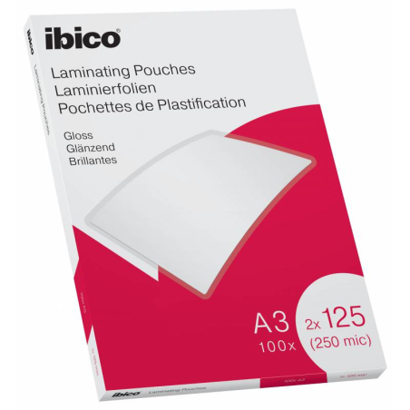 ✅ Ibico Gloss A3 Portefeuilles de plastification 250 microns - Finition cristal haute brillance - Format A3 - Bo en stock