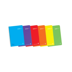 Enri Plus Pack de 5 Carnets Spirale Format Folio Carré 5x5mm - 80 Feuilles 90gr avec Marge - Couverture Plastique - Couleurs