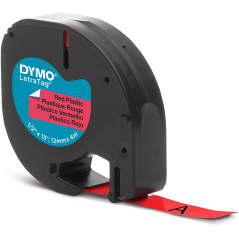 Dymo ruban LetraTag noir sur fond rouge 12 mm