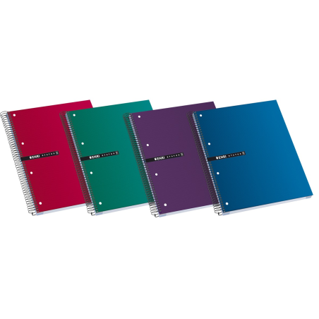 ✅ LOT de 5 Cahier à spirale microperforé Enri Status A4+ - Couverture extra rigide - 120 feuilles - Couleurs a en stock