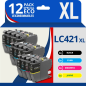 Pack compatible Brother LC421 XL, 12 cartouches Pack compatible Brother LC421 XL, 12 cartouches